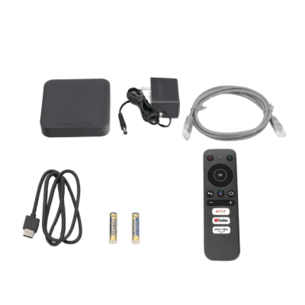 Decodificador Android TV / 4Kp60 HDR / Wi-Fi Dual Banda / Bluetooth 5.0 / HDMI 2.1 / 2 GB RAM 16 GB Almacenamiento