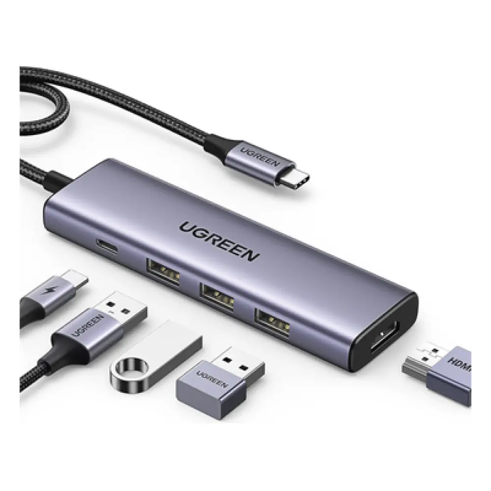Docking Station USB-C / 5 en 1 / HDMI 2.0 4K@30Hz / 3 USB-A 3.0 5Gbps / PD 100W / Cable 25 cm (9.8 in) / Aluminio