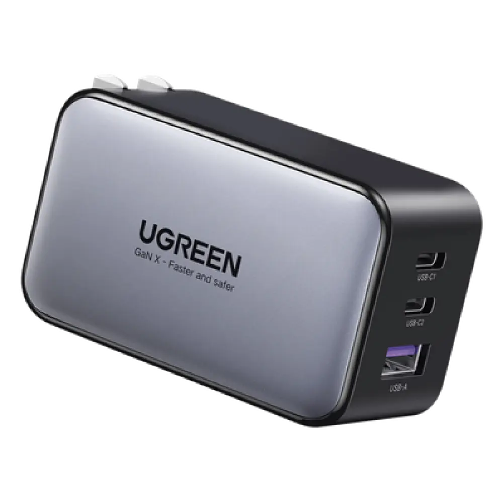 Cargador de Pared / 65 W / 3 Puertos / 2 USB-C + 1 USB-A / GaN II / PD 3.0 / QC 4.0+ / Enchufe Plegable