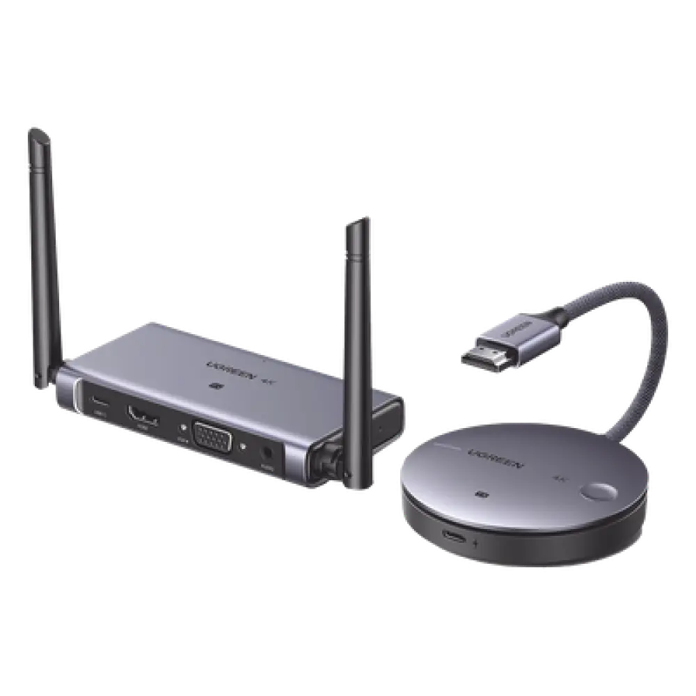Extensor HDMI Inalámbrico / 4K@30Hz / Alcance 50 m (164 ft) / Salida HDMI y VGA Simultánea / Audio 3.5 mm / Plug & Play / Banda 5 GHz