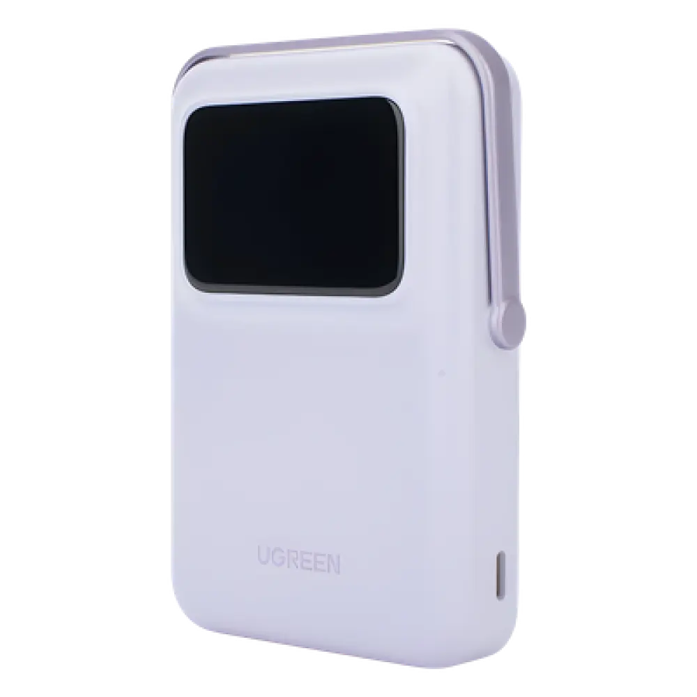 Power Bank Inalámbrico / 10000 mAh / Carga Inalámbrica 7.5W / PD 20W USB-C / Pantalla TFT con Emojis / Soporte Plegable / MagSafe Compatible