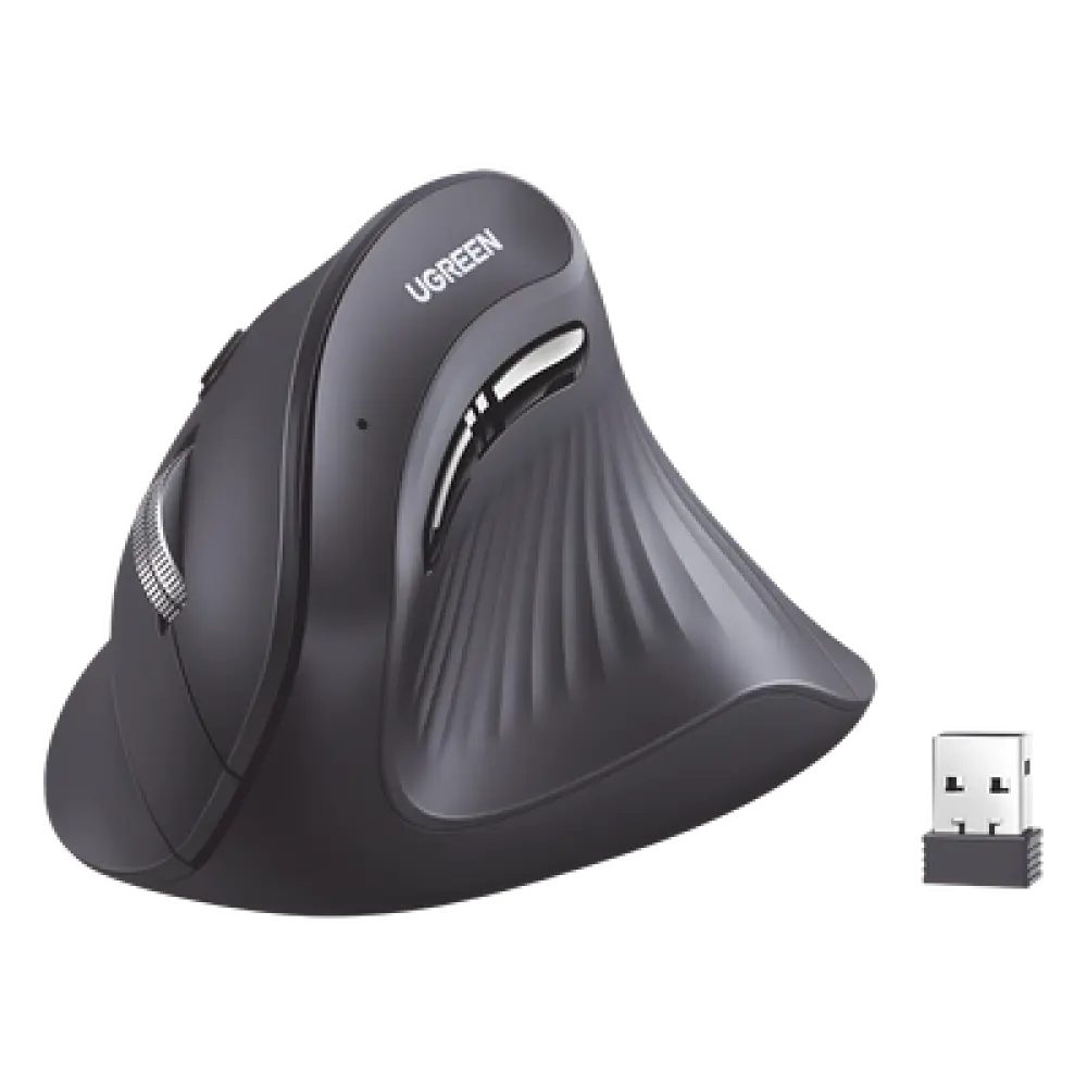 Mouse Inalámbrico Vertical / Dual 2.4G y Bluetooth / 3 Dispositivos Simultáneos / 4 Niveles DPI hasta 4000 / Alcance 10 m (32.8 ft) / 5 Botones Silenciosos