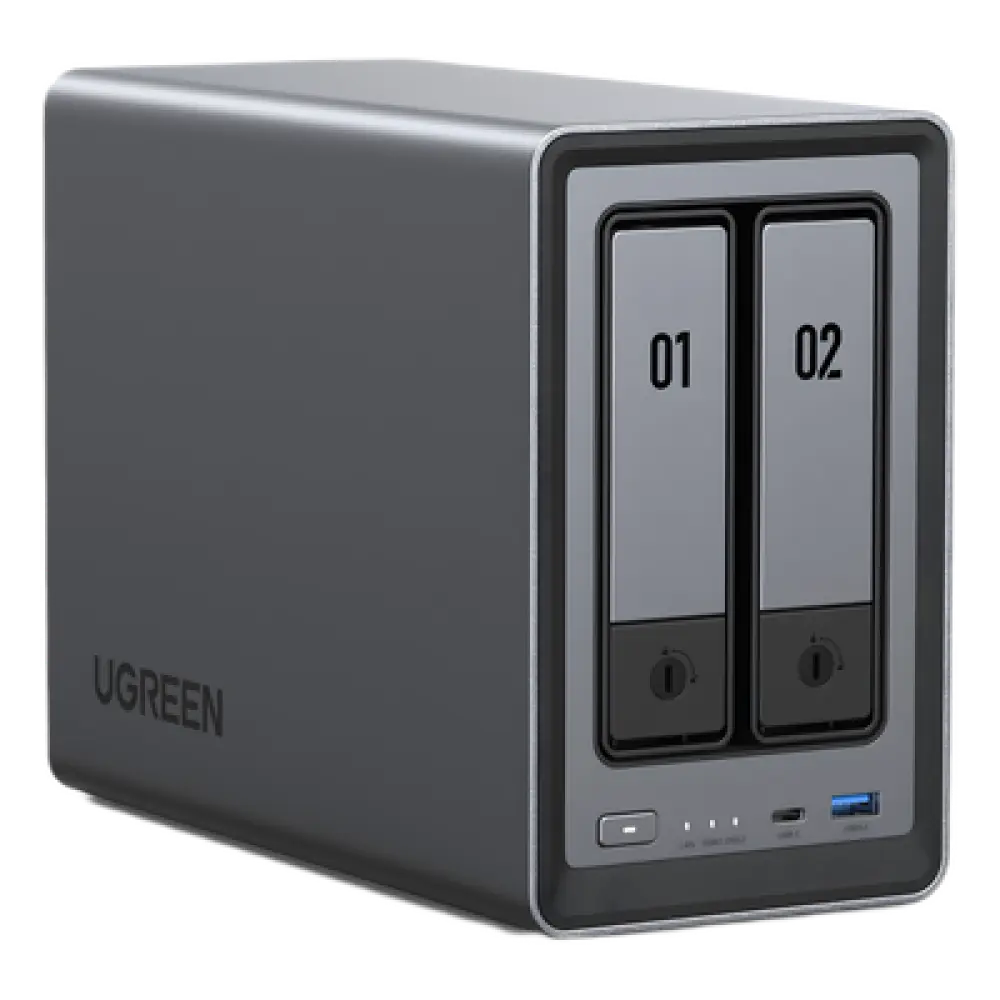 NAS 2 Bahías / Intel N100 4 Núcleos / DDR5 8 GB / SATA 48 TB / M.2 NVMe 16 TB / Ethernet 2.5G / HDMI 4K