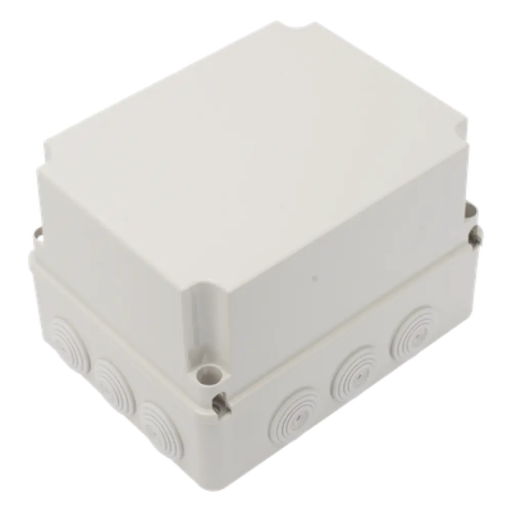 Caja de Derivación IP / 12 Glándulas Recortables / IP55 / Rango Térmico -40 a 120 °C / 190 x 240 x 165 mm (7.5 x 9.4 x 6.5 in) / Protección EMI y Antiestática