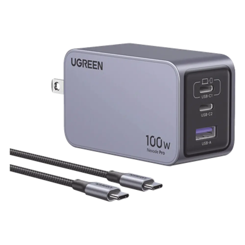 Cargador de Escritorio / 100 W / 3 Puertos / 2 USB-C + 1 USB-A / GaNInfinity / PD3.1 / QC4.0 / Caja de Aluminio