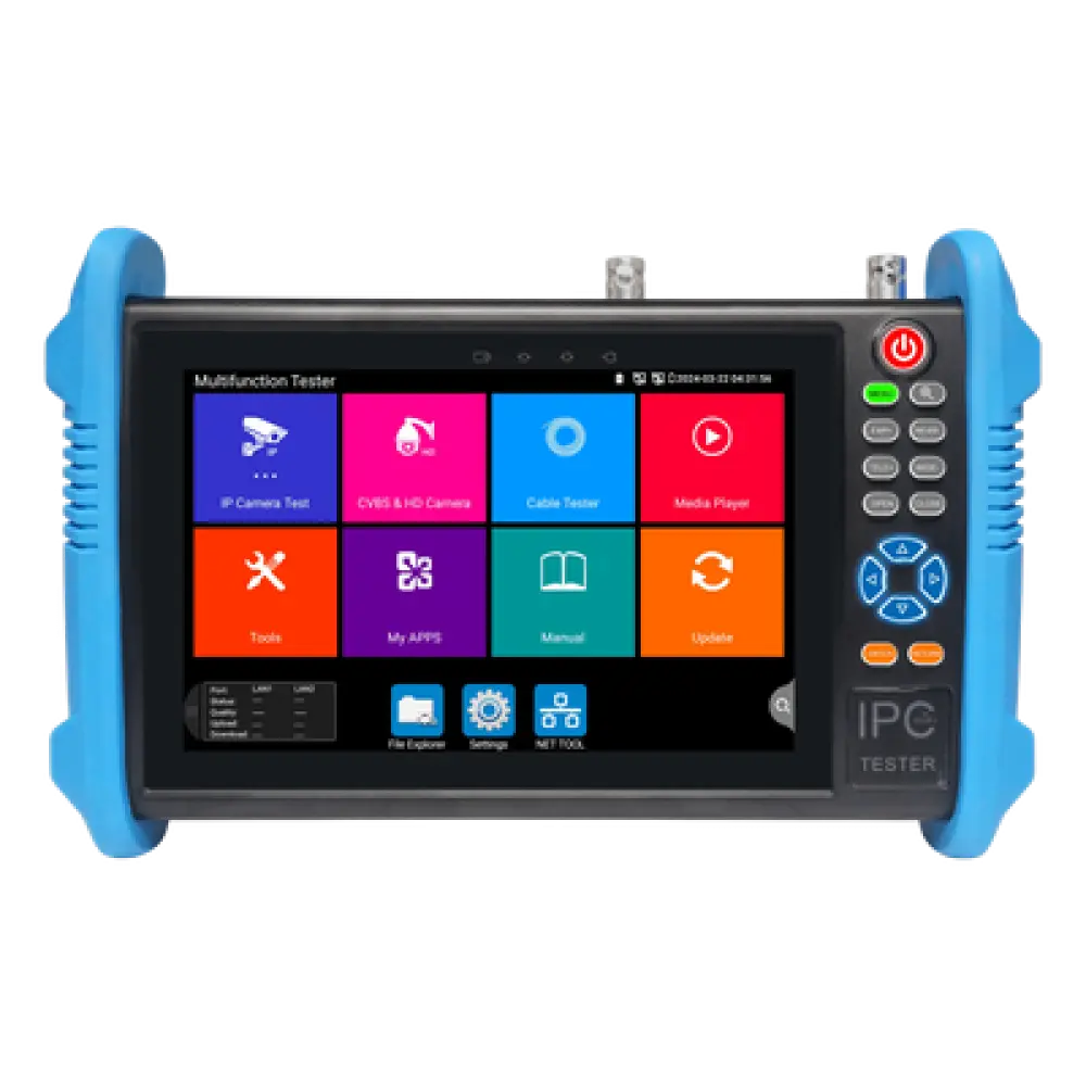 Tester de Video Profesional / Pantalla Táctil IPS 7" / 4K/8K H.265 / IP/HD/Analógico / TVI/CVI/AHD/CVBS / PoE 24W / TDR / HDMI 1080p / Autonomía 10 h