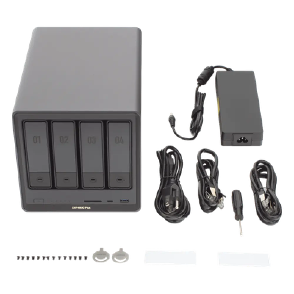 NAS 4 Bahías / Intel Pentium Gold 8505 5 Núcleos / 10GbE + 2.5GbE / DDR5 8GB Expandible a 64GB / PCIe 4.0 M.2 NVMe / USB 3.2 Gen 2 / HDMI 4K