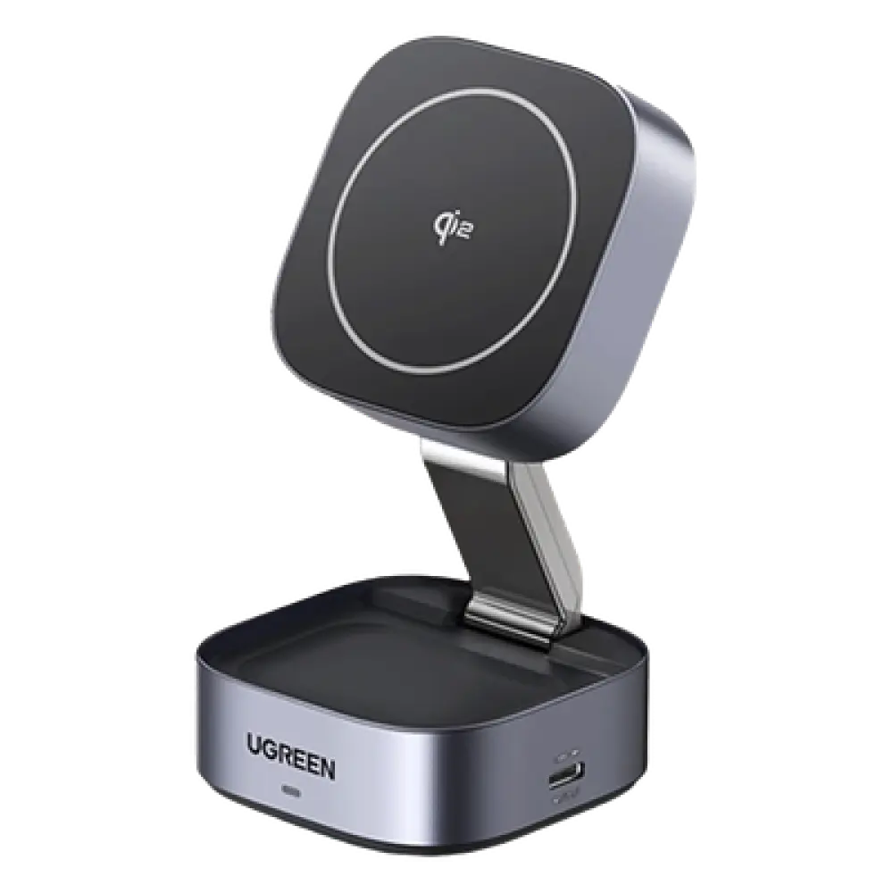 Cargador Inalámbrico 2 en 1 / Qi 2 15W / Base Auriculares 5W / Salida USB-C 5W / Potencia Total 25W / Protección Múltiple
