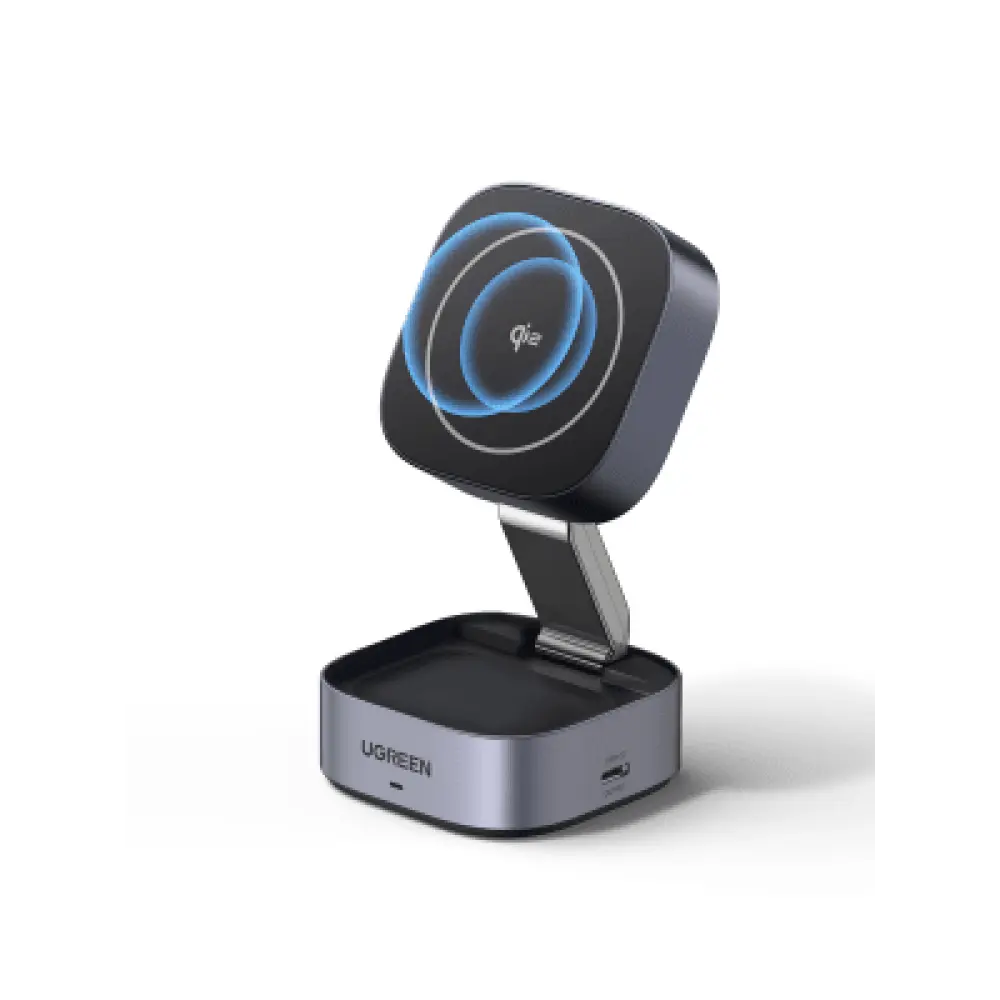 Cargador Inalámbrico 2 en 1 / Qi 2 15W / Base Auriculares 5W / Salida USB-C 5W / Potencia Total 25W / Protección Múltiple