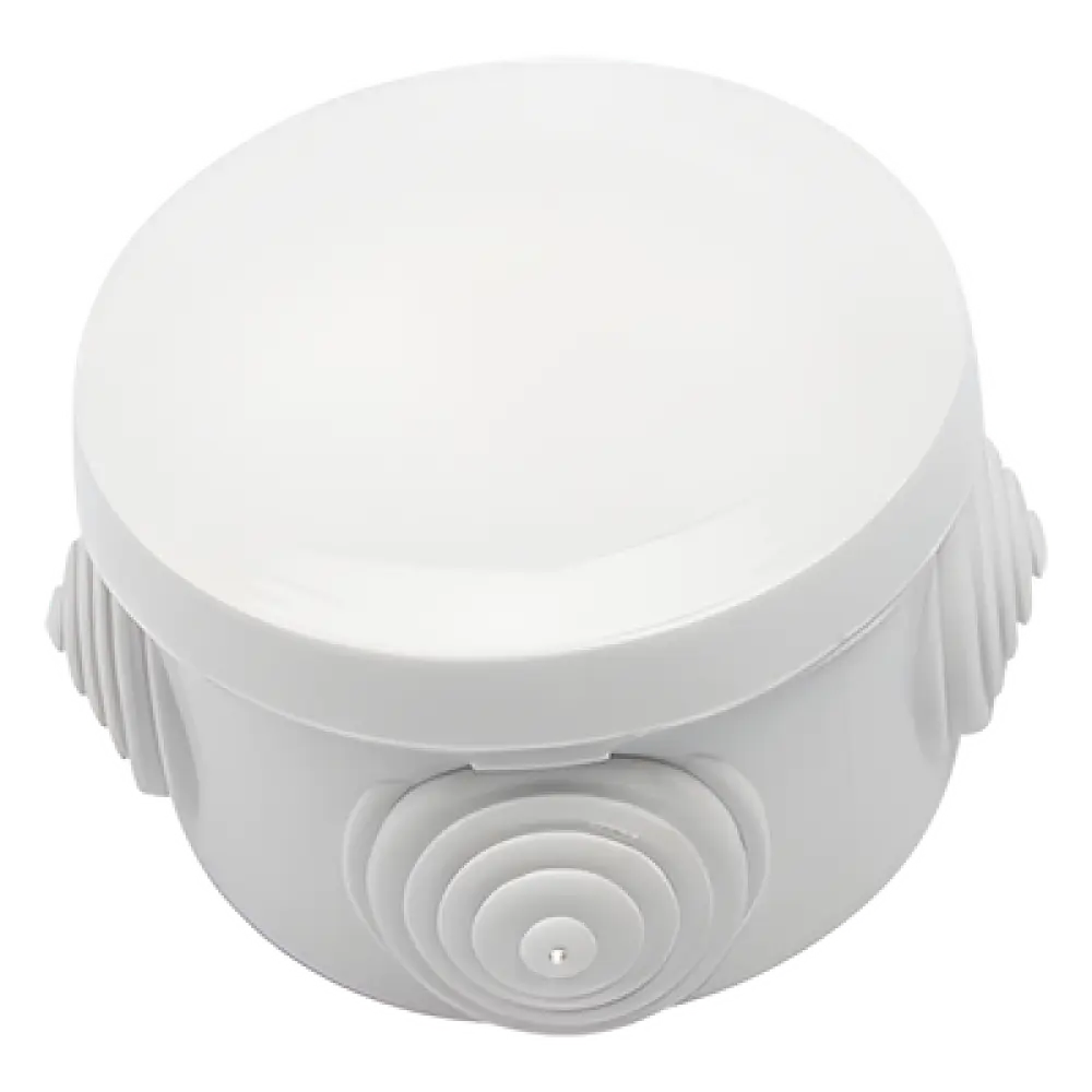 Caja de Derivación Circular / 4 Glándulas de Goma Ajustables / IP55 / -40 a 120°C / 70 mm Diámetro x 48 mm Alto
