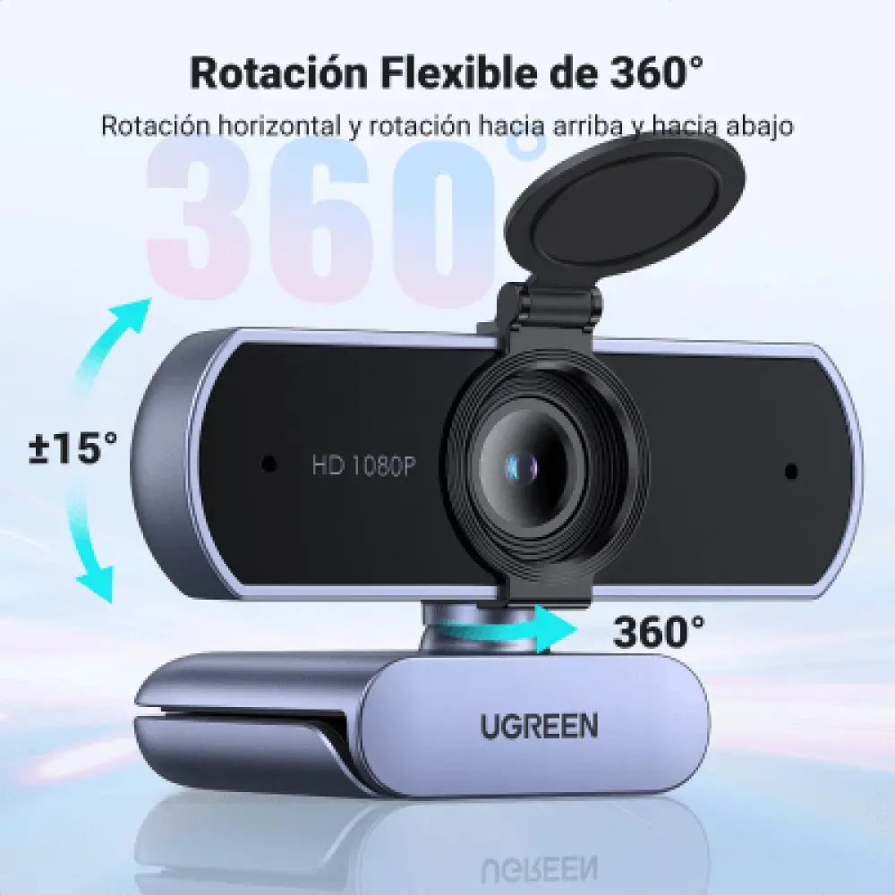 Cámara Web USB / Full HD 1080p 30 FPS / Campo de Visión 85° / Micrófonos Duales Omnidireccionales / Enfoque Fijo / Cable 2 m (6.6 ft) / Plug-and-Play