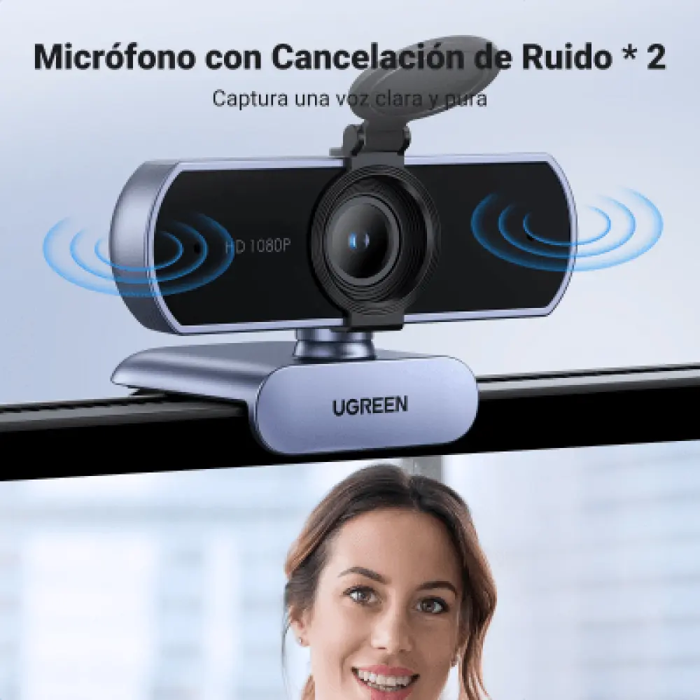 Cámara Web USB / Full HD 1080p 30 FPS / Campo de Visión 85° / Micrófonos Duales Omnidireccionales / Enfoque Fijo / Cable 2 m (6.6 ft) / Plug-and-Play