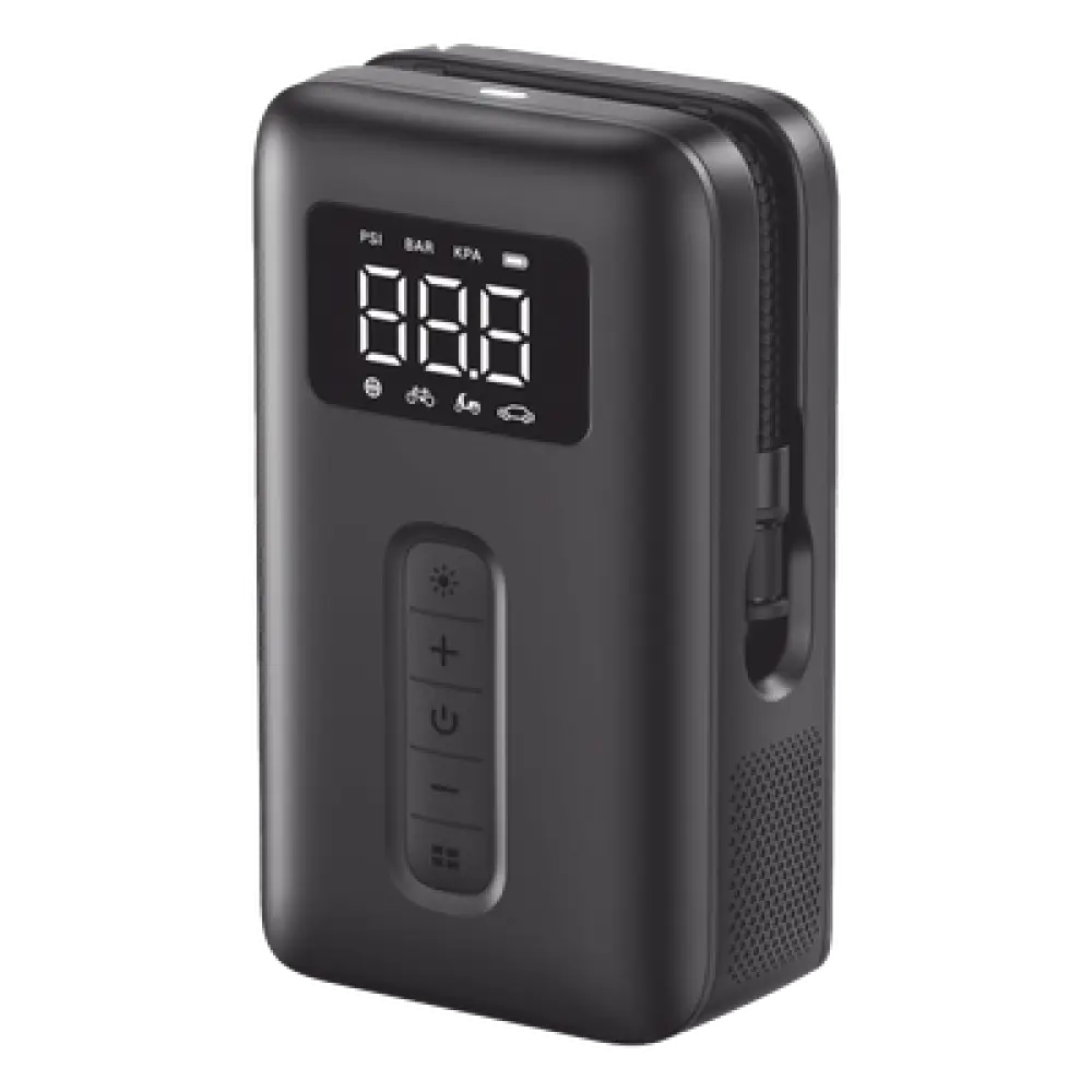 Inflador de Neumáticos Portátil / 150 PSI / Flujo 15 L/min / Batería 5000 mAh / Luz LED de Emergencia