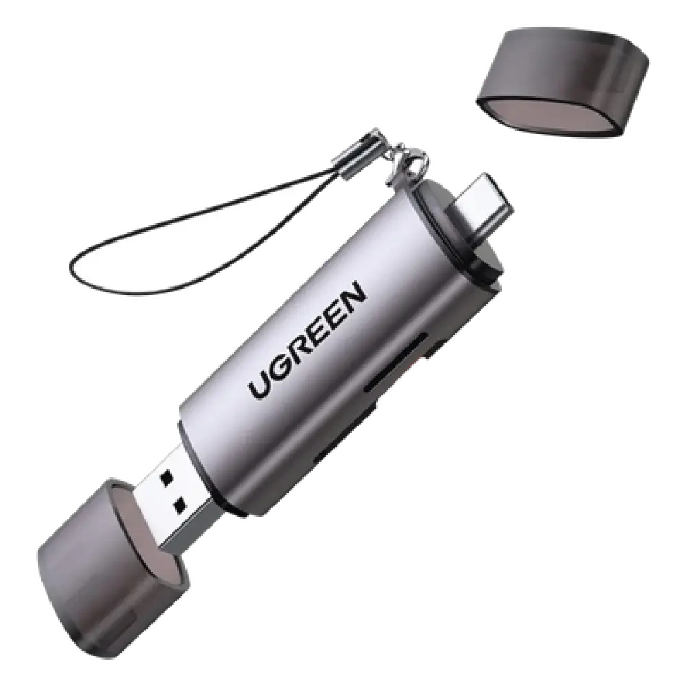 Lector de Tarjetas / USB-C 3.1 + USB-A 3.0 / 5 Gbps / Dual Ranura SD/MicroSD / Lectura Simultánea / Aluminio / OTG