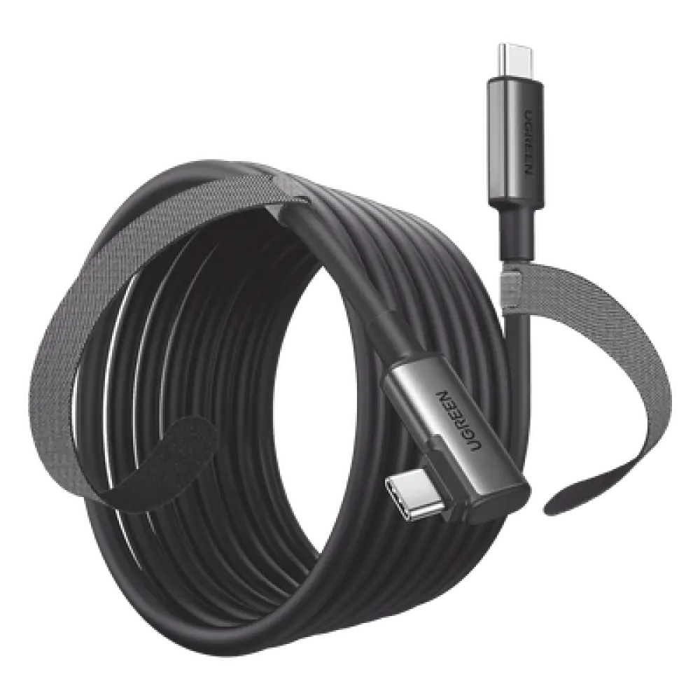 Cable USB-C a USB-C / 5 m (16.4 ft) / USB 3.0 5 Gbps / Carga 3A / Conector Angulado 90° / Nylon Trenzado
