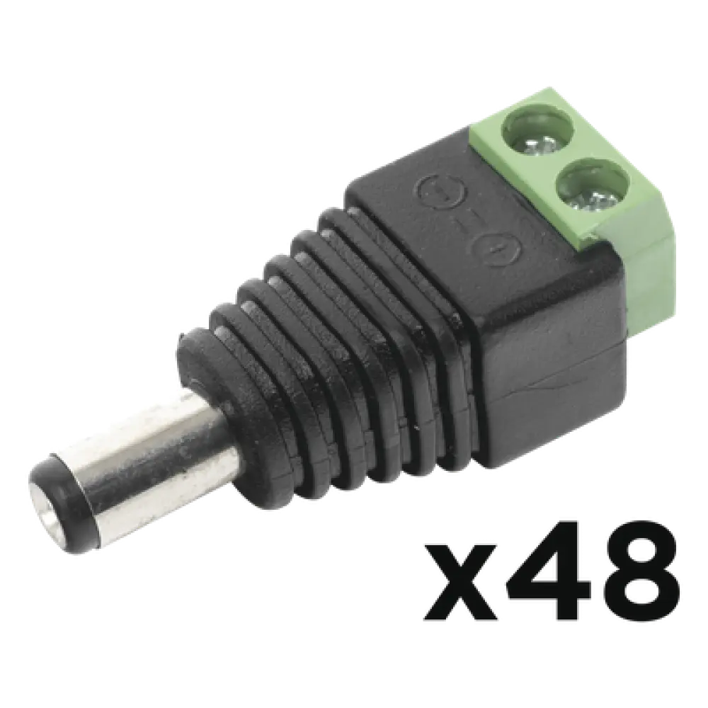 Kit de Conectores Macho / Alimentación 12 Vcc / Jack 3.5 mm Polarizado / 48 Piezas / 0.18 ft Largo
