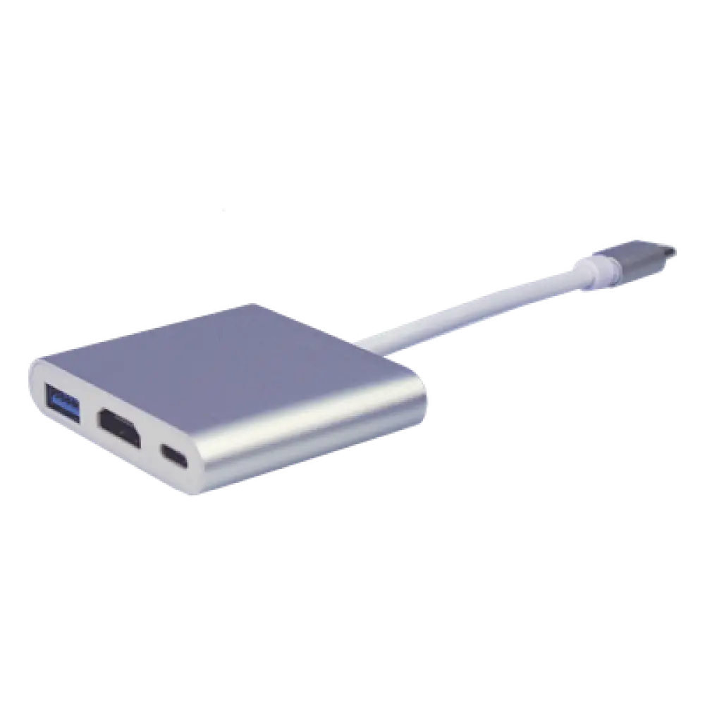 Adaptador Multipuerto USB-C / HDMI 4K / USB 3.0 5 Gbps / Carga PD 65W / 3-en-1 / Plug and Play