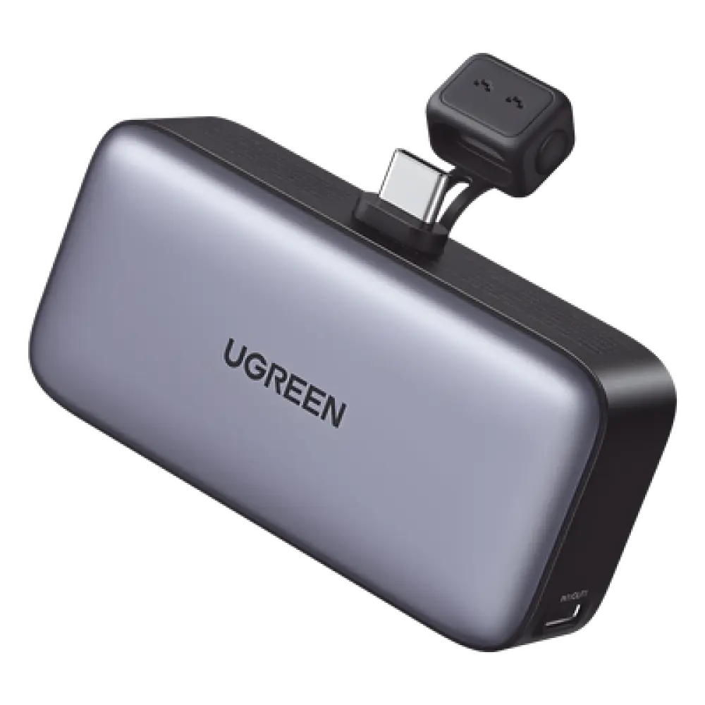 Power Bank / 5000 mAh / USB-C Integrado / 22.5W PD / Pantalla LED / Soporte Integrado