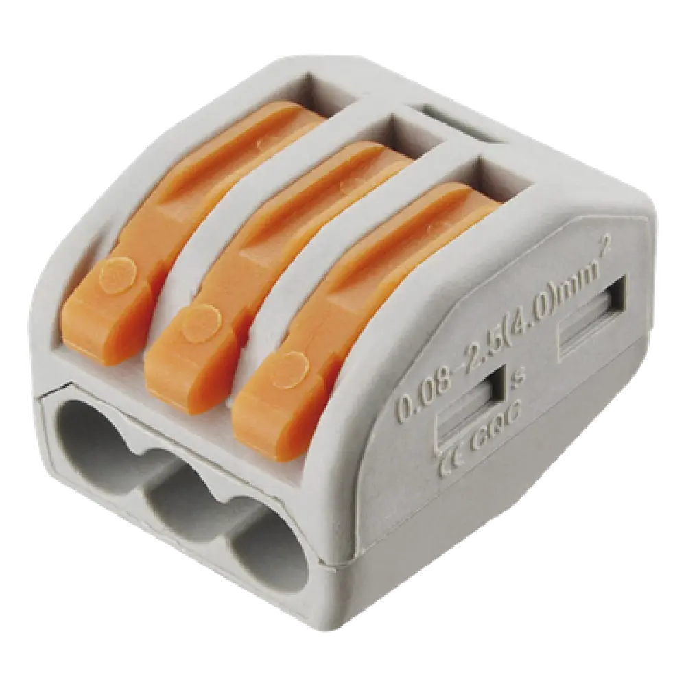 Conector de Presión / 1 Entrada 2 Salidas / 250V 32A / Cables 12AWG-28AWG / 0.63x0.83x0.59 pulgadas