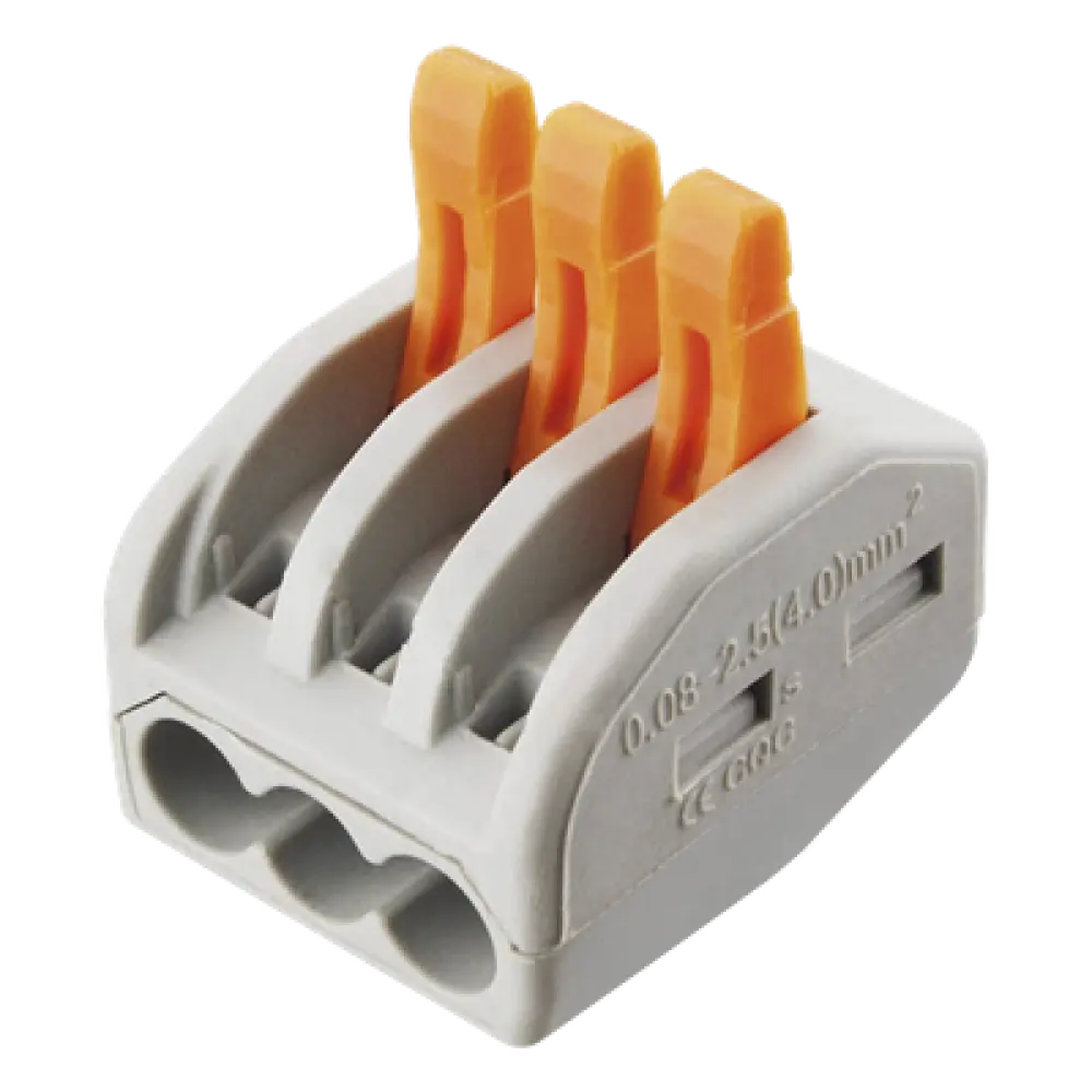 Conector de Presión / 1 Entrada 2 Salidas / 250V 32A / Cables 12AWG-28AWG / 0.63x0.83x0.59 pulgadas