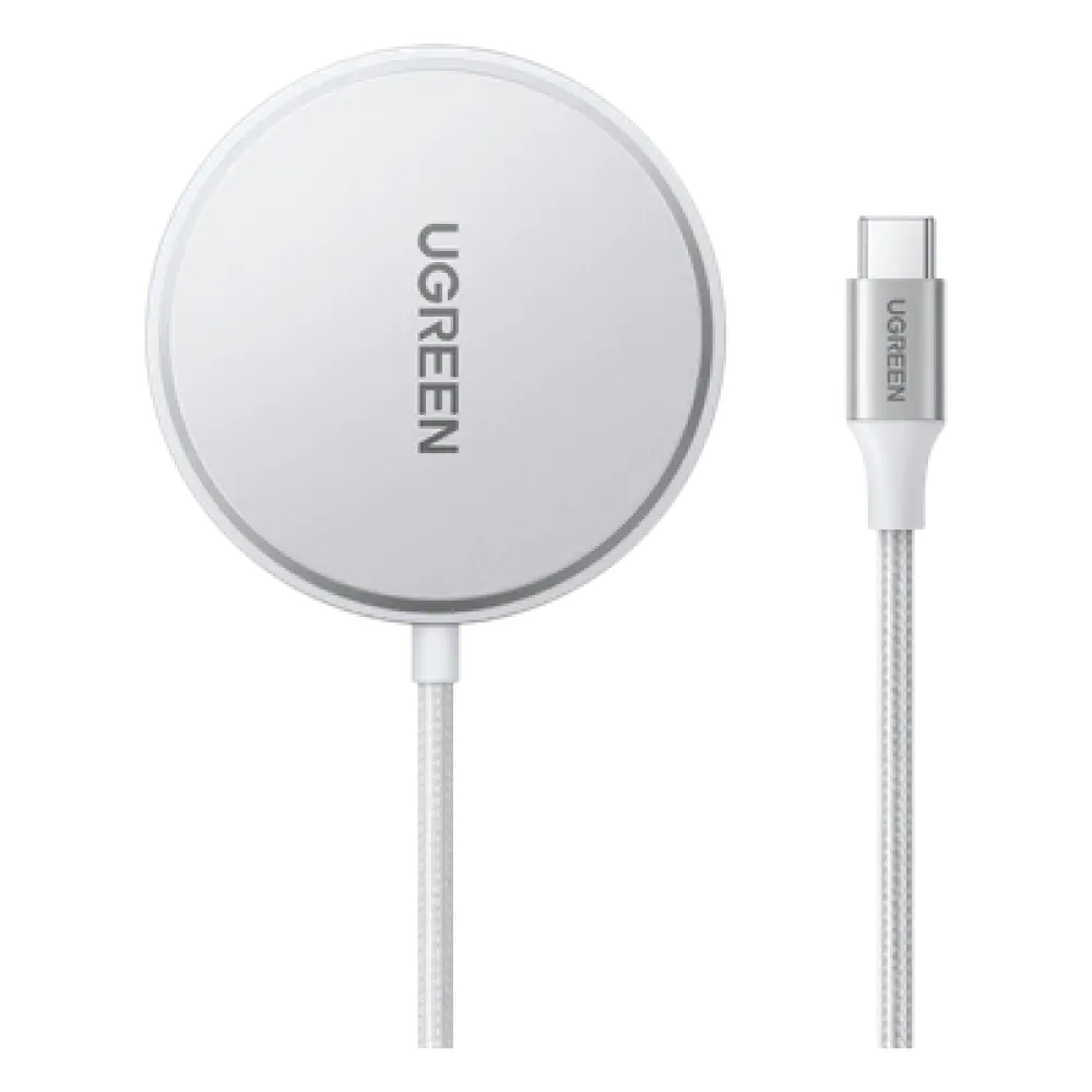 Cargador Inalámbrico Magnético / 15W / Qi 2 Certificado / USB-C 9V 2.2A / Eficiencia 83% / Cable 1.5 m (4.9 ft) / Material PC+ABS+Aluminio