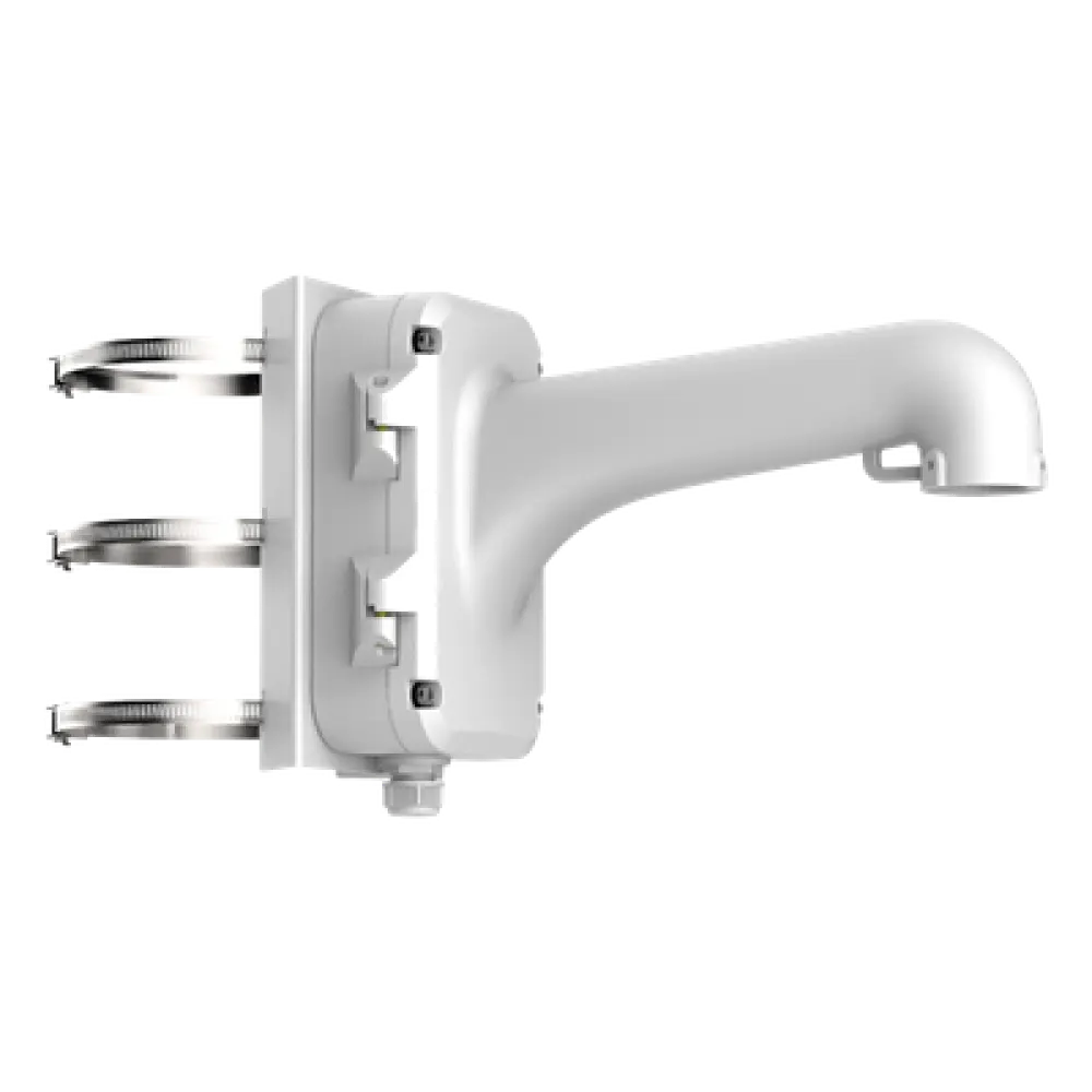 Soporte de Montaje en Poste / Caja de Conexiones Integrada / Diámetro Ajustable 67-127 mm / Capacidad 10 kg / 14.0 x 10.3 x 6.7 in