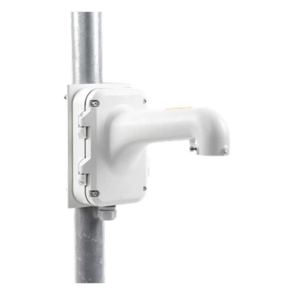 Soporte de Montaje en Poste / Caja de Conexiones Integrada / Diámetro Ajustable 67-127 mm / Capacidad 10 kg / 14.0 x 10.3 x 6.7 in