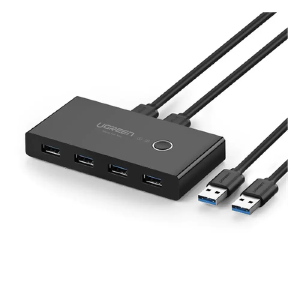 Conmutador USB / 4 Puertos USB 3.0 / 2 PC / Switch Manual / Alimentación Extra 5V / Cables 1.5 m (4.9 ft)