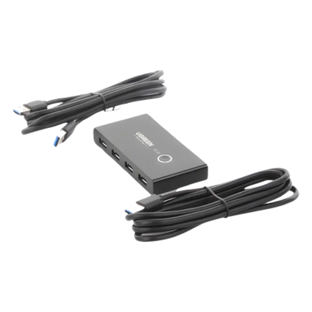 Conmutador USB / 4 Puertos USB 3.0 / 2 PC / Switch Manual / Alimentación Extra 5V / Cables 1.5 m (4.9 ft)