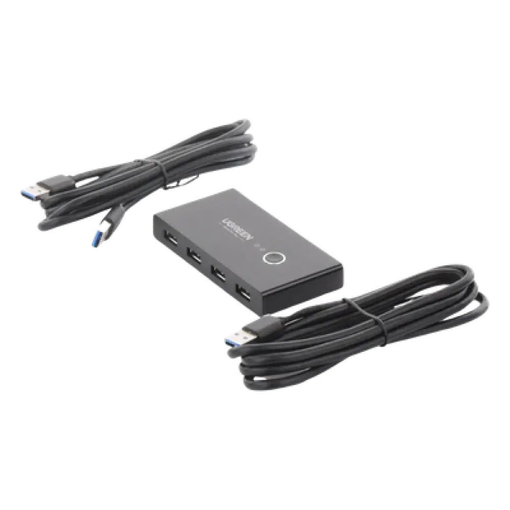Conmutador USB / 4 Puertos USB 3.0 / 2 PC / Switch Manual / Alimentación Extra 5V / Cables 1.5 m (4.9 ft)