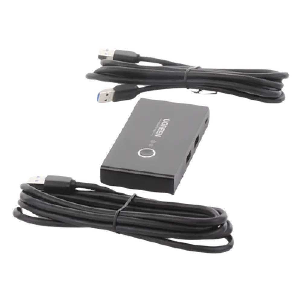 Conmutador USB / 4 Puertos USB 3.0 / 2 PC / Switch Manual / Alimentación Extra 5V / Cables 1.5 m (4.9 ft)