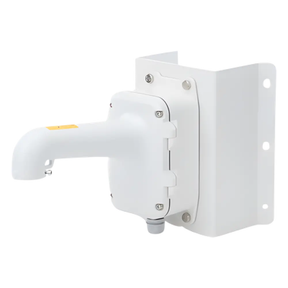 Montaje de Esquina con Caja de Conexión / Compatible Domos PTZ / Aleación de Aluminio y Acero / Carga 10 kg (22 lb) / Adaptador AC 24V 3A / IP para Exterior