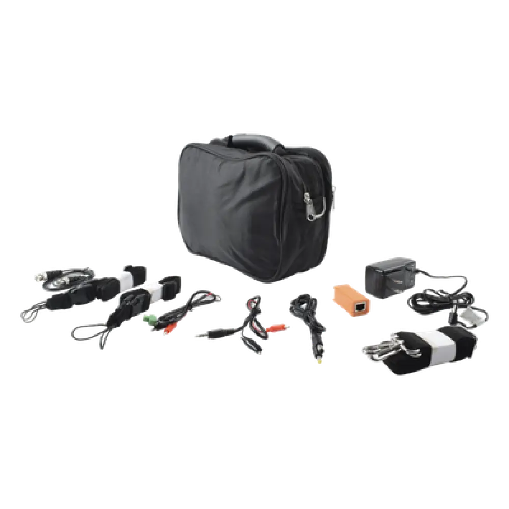 Kit de Accesorios para Probador de Video / Maleta y Cinturón / Cable BNC 30 cm / Fuente 12VDC 2A / Soporte RS485 / Puntas Multímetro / Audio 3.5mm