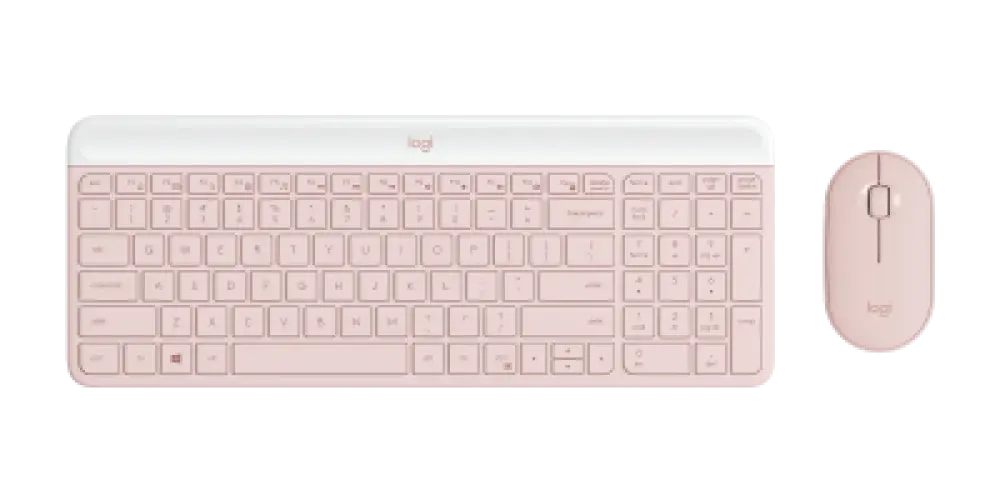 Kit Teclado y Mouse LOGITECH , Rosa, 10 m