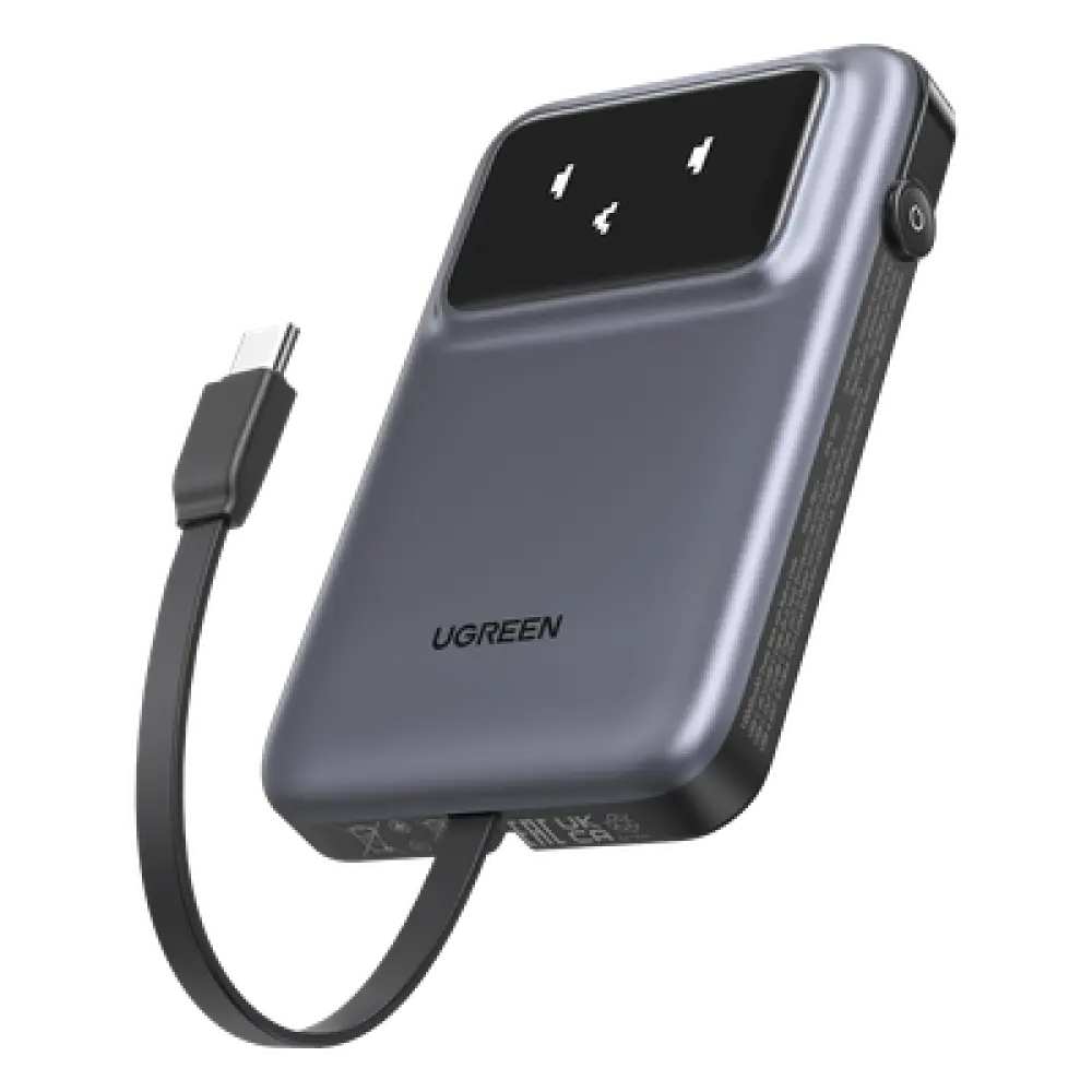 Power Bank / 10000 mAh / 30 W / Carga Bidireccional / Pantalla TFT / USB-C Integrado / Aprobación Aérea