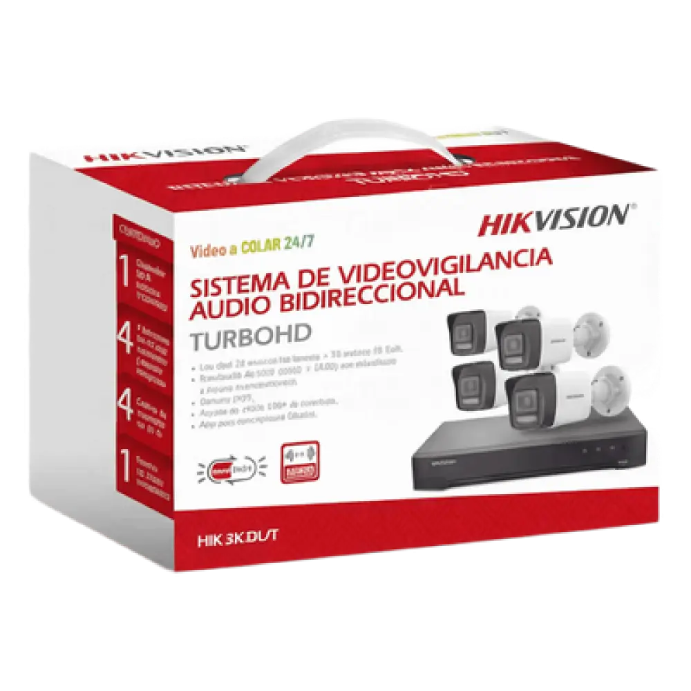 Kit TurboHD / 3K 5 Megapixel / DVR 4 Canales + 2 IP / 4 Cámaras Bala Dual Light / IR 30 m (98.4 ft) / Audio Bidireccional / AcuSense