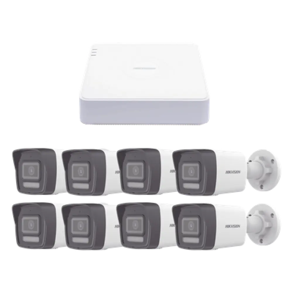 Kit de Videovigilancia IP / NVR 8 Canales PoE / 8 Cámaras Bala 2 Megapixel / ColorVu Lite / IR 30 m (98.4 ft) / Lente 2.8 mm 103°