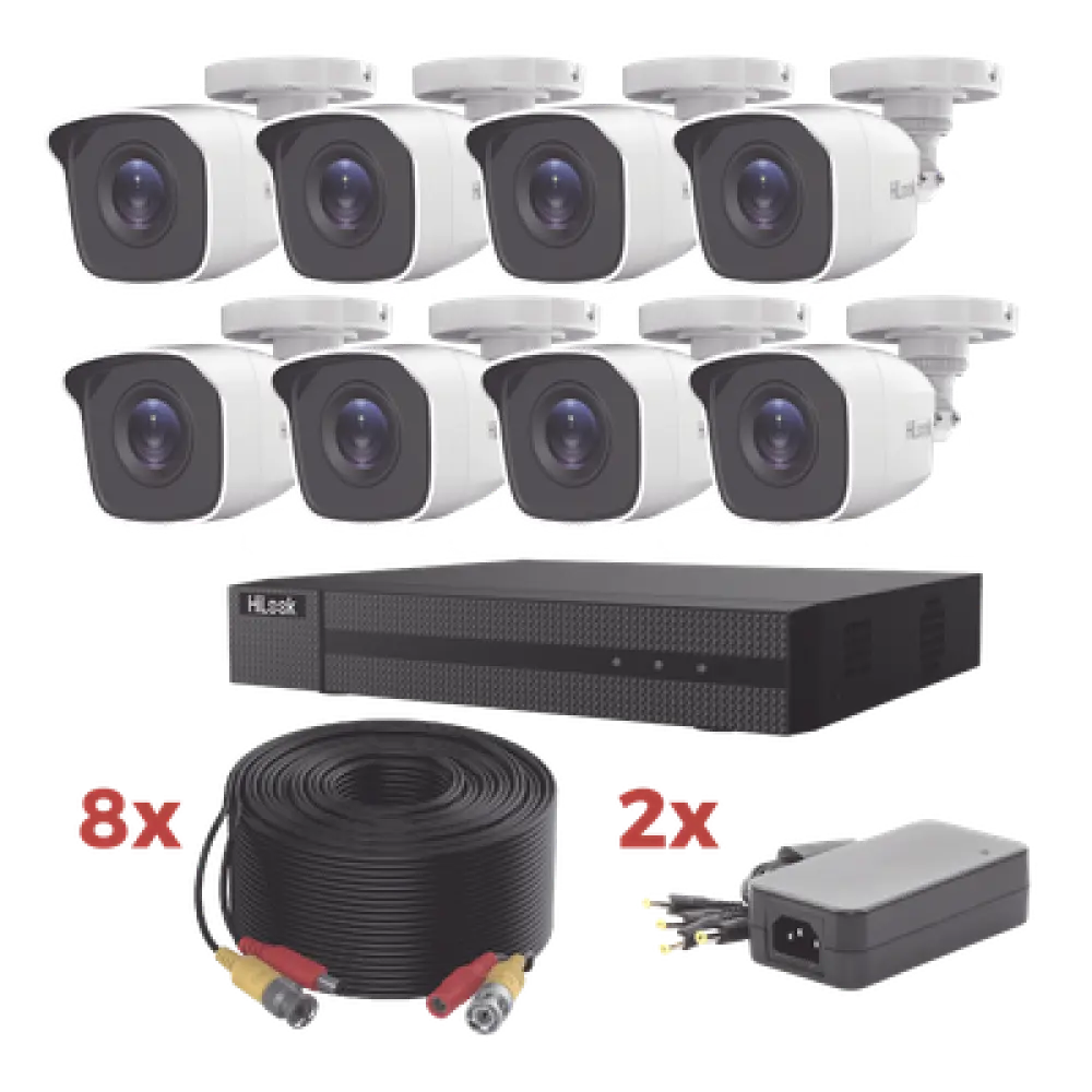 Kit de Videovigilancia TurboHD / DVR 8 Canales 1080p Lite / 8 Cámaras Bala 2 Megapixel / IR 20 m (65.6 ft) / Audio por Coaxitron / Cables Coaxiales 20 m (65.6 ft)