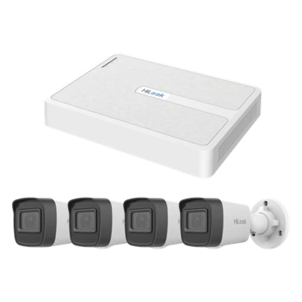Kit de Videovigilancia IP / 2 Megapixel / NVR 8 Canales con 8 Puertos PoE+ / 4 Cámaras Bala para Exterior / IR 30 m (98.4 ft) / Compresión H.265+