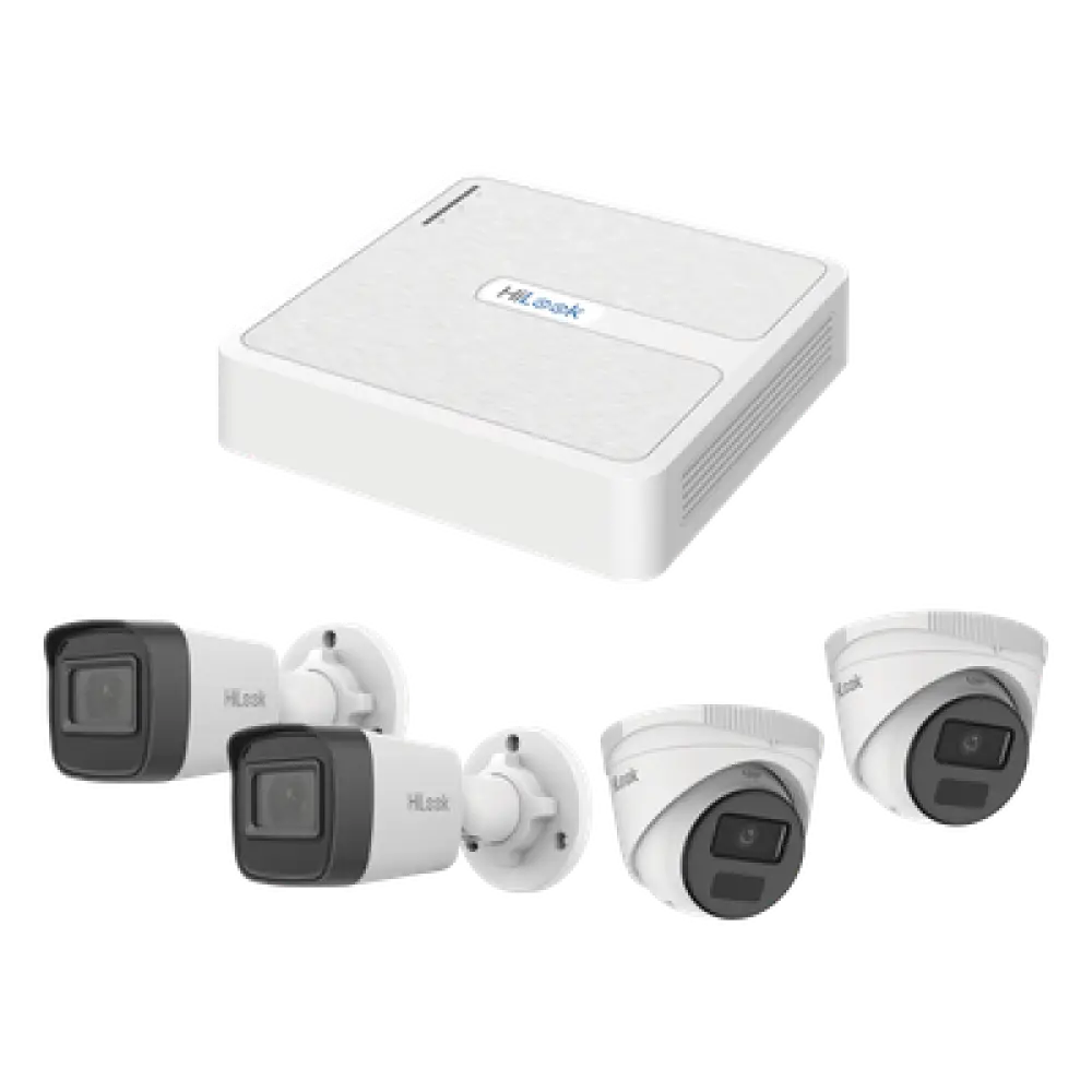 Kit de Videovigilancia IP / 2 Megapixel / NVR 8 Canales con 8 Puertos PoE+ / 4 Cámaras para Exterior / IR 20 m (65.6 ft) / Salidas VGA y HDMI