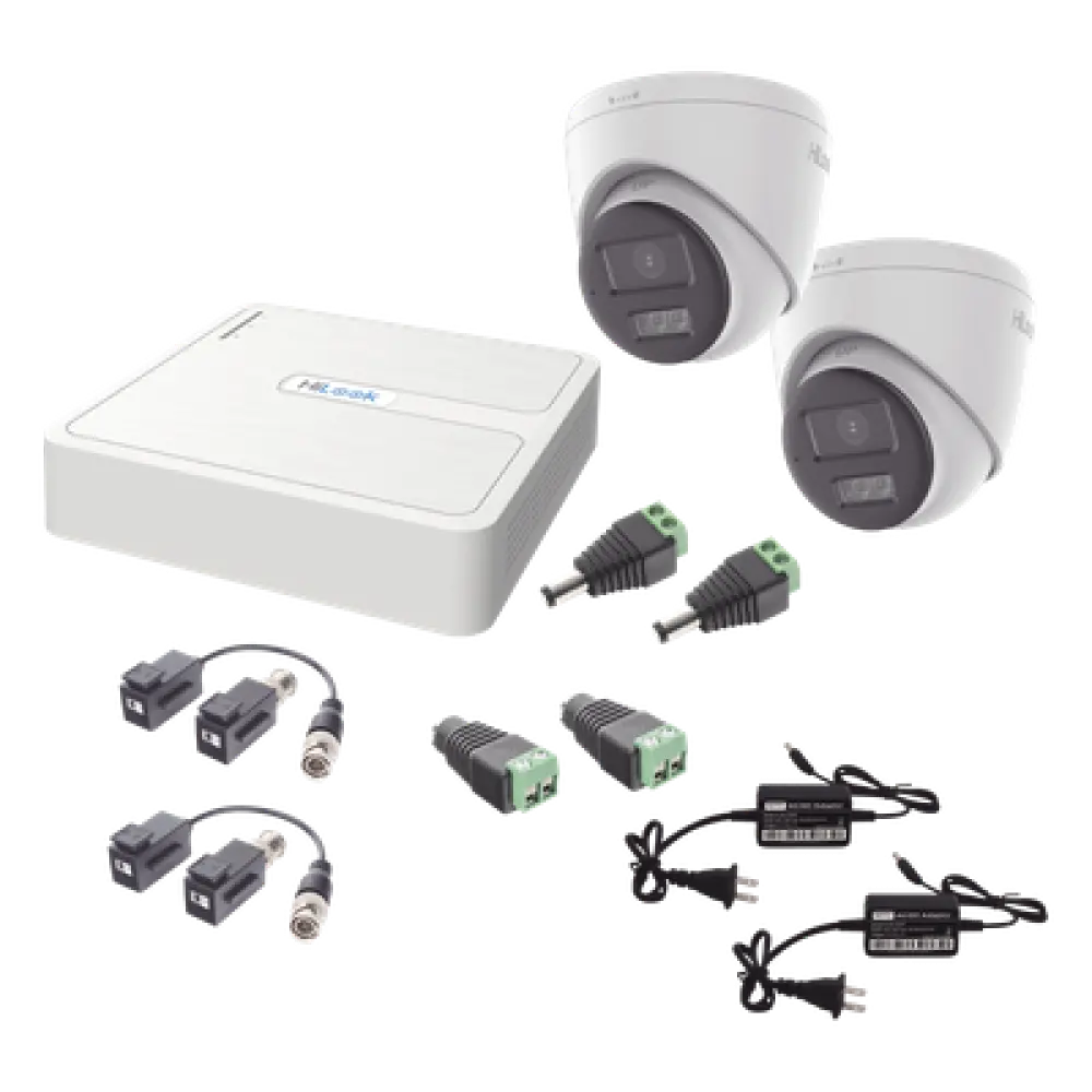 Kit de Videovigilancia TurboHD / 1080p Lite / DVR 4 Canales + 1 IP / 2 Cámaras Turret 2 MP / Audio Bidireccional / Dual Light 40 m (131.2 ft) / Visión Color