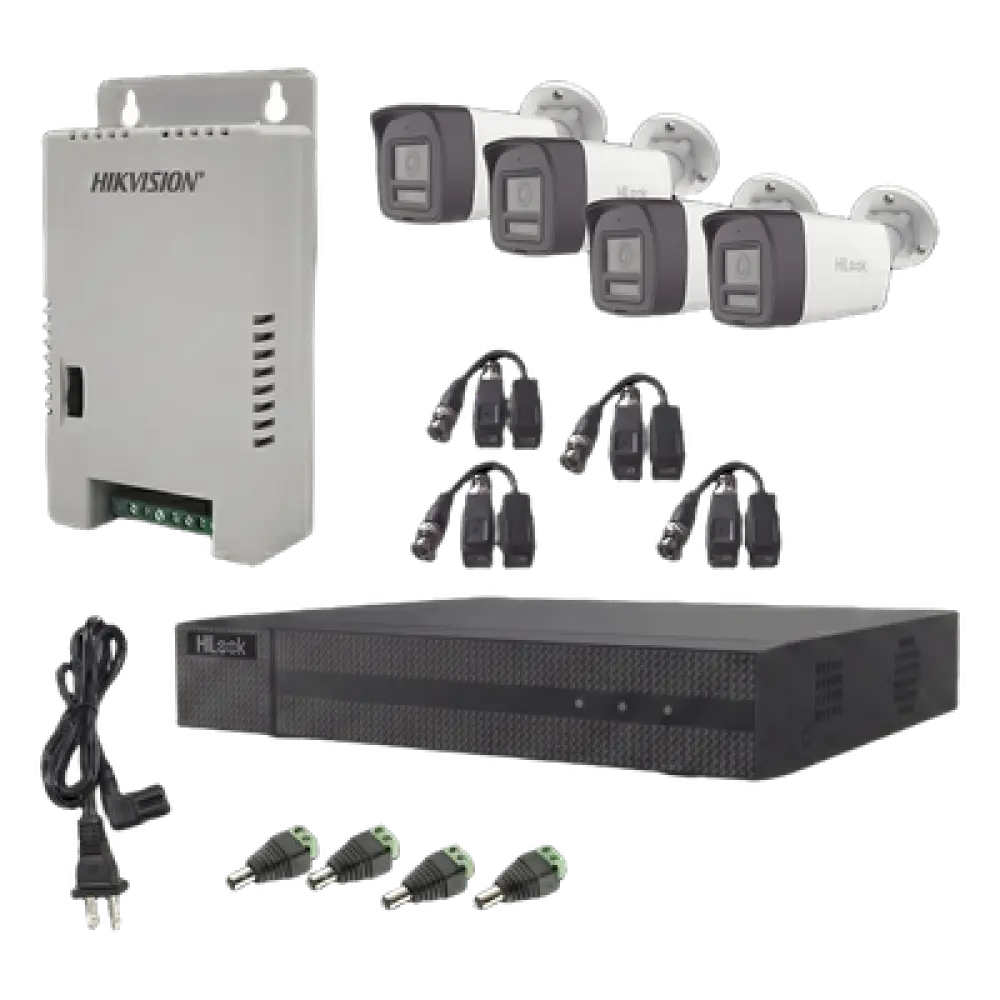 Kit de Videovigilancia TurboHD / 4 Canales + 1 IP / 2 Megapixel / Audio Bidireccional / Dual Light 30 m (98.4 ft) IR 20 m (65.6 ft) / Exterior IP67 / Fuente Regulada 12-15 VDC
