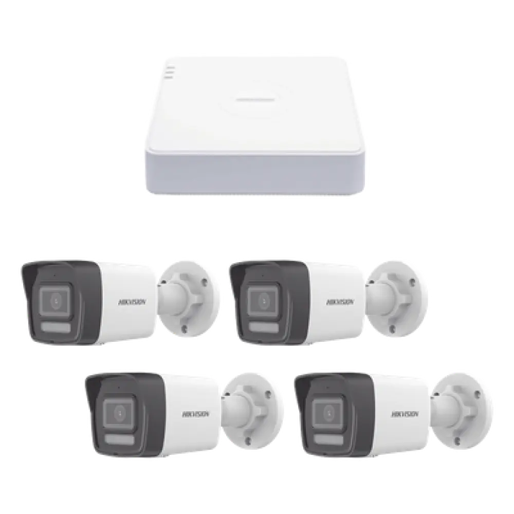 Kit de Videovigilancia IP / 2 Megapixel / NVR 4 Canales PoE / 4 Cámaras Bala / ColorVu Lite / Audio Integrado