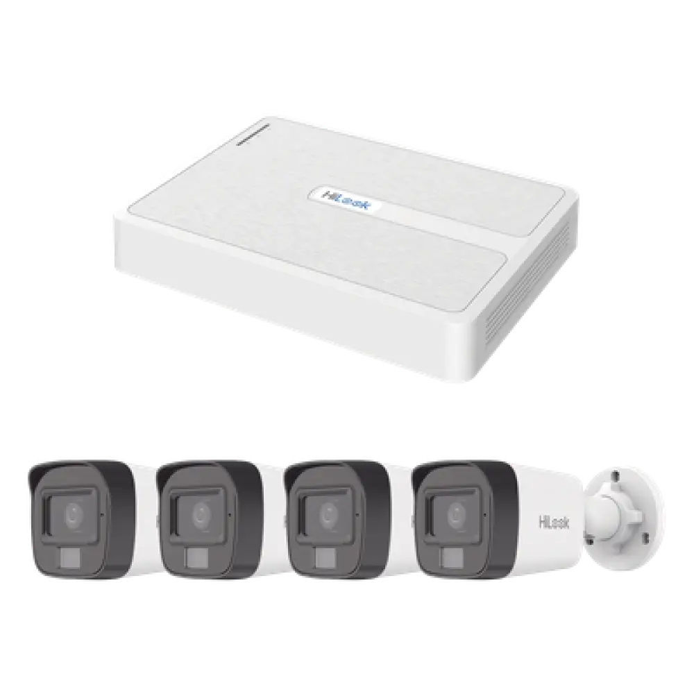 Kit de Videovigilancia IP / NVR 8 Canales PoE+ / 4 Cámaras Bala 2 Megapixel / Dual Light IR 20 m (65.6 ft) + Luz Blanca 15 m (49.2 ft) / Audio Integrado / H.265+