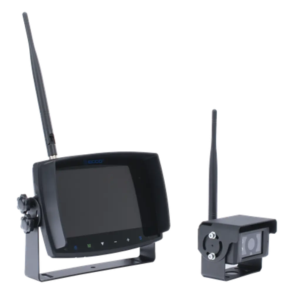 Sistema de Reversa Inalámbrico / Monitor Táctil 7" / Cámara IR CMOS / 2.4 GHz / 4 Canales / Grabación SD
