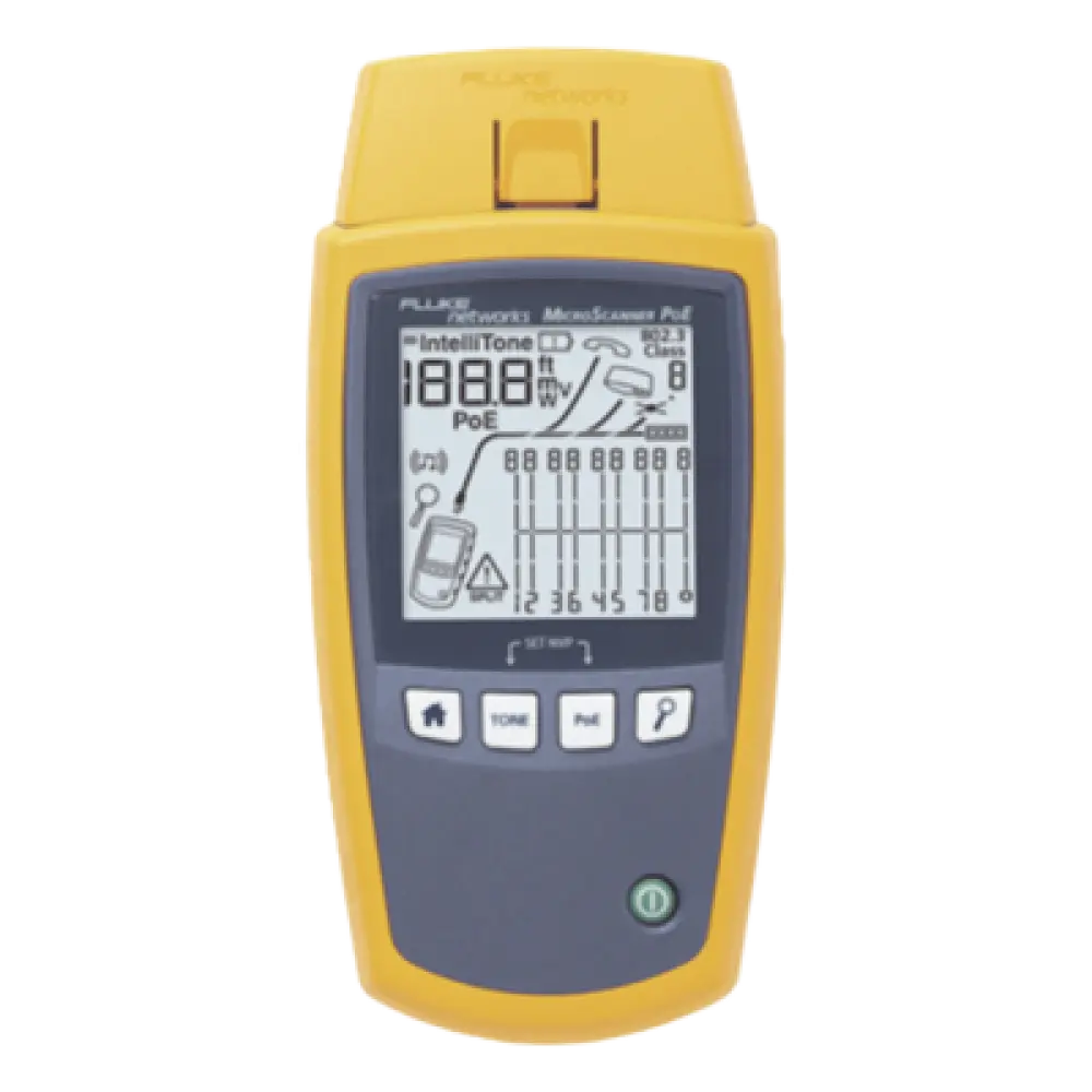 Verificador de Red PoE / 4 Modos Simultáneos / 802.3af/at/bt y UPOE / Pantalla LCD Retroiluminada / Mapa de Cableado Gráfico