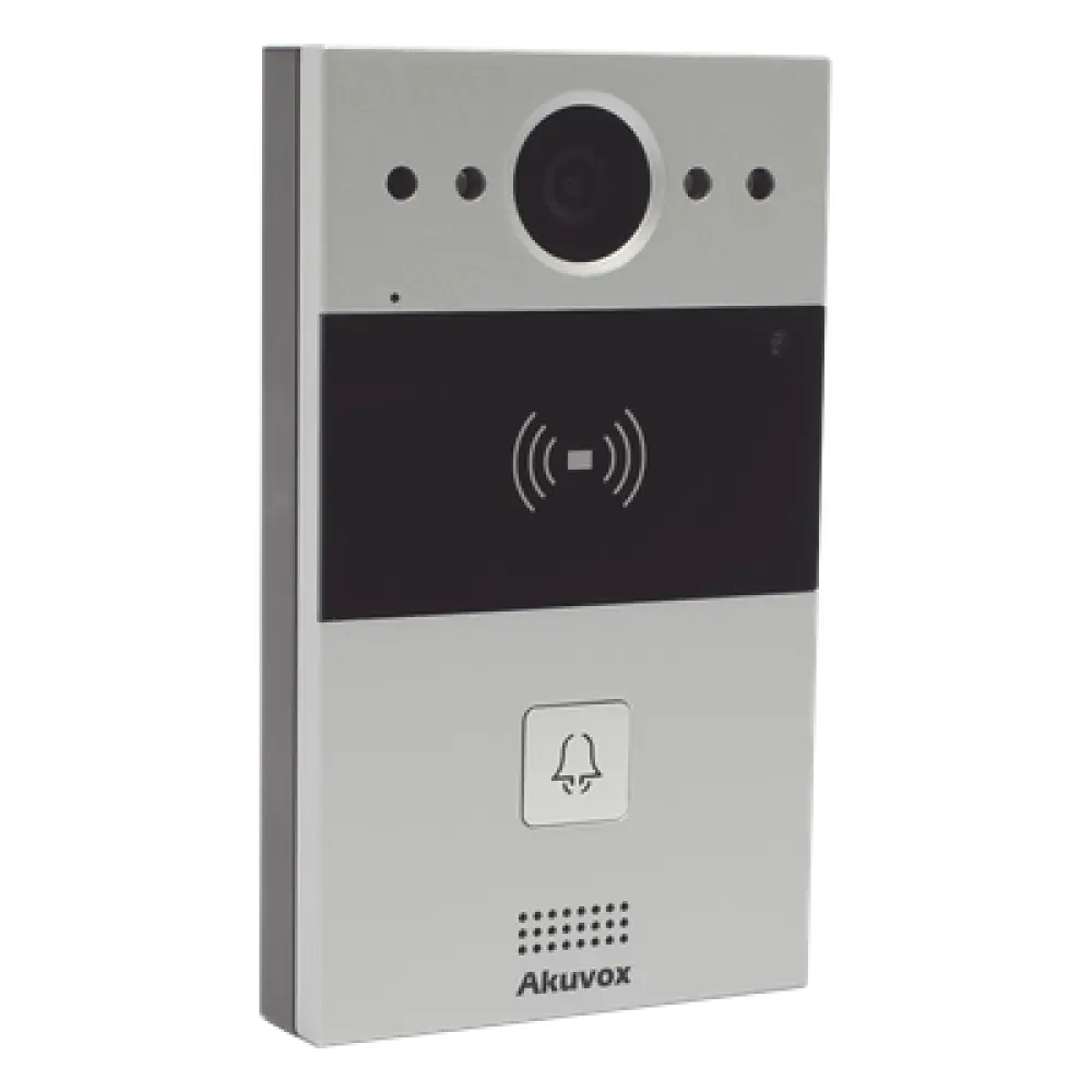 Videoportero IP / 1 Botón / Cámara 2 Megapixel / 110° / Lector MIFARE y PROX EM / SIP / ONVIF / IP65 / PoE / Control 2 Puertas / Cloud