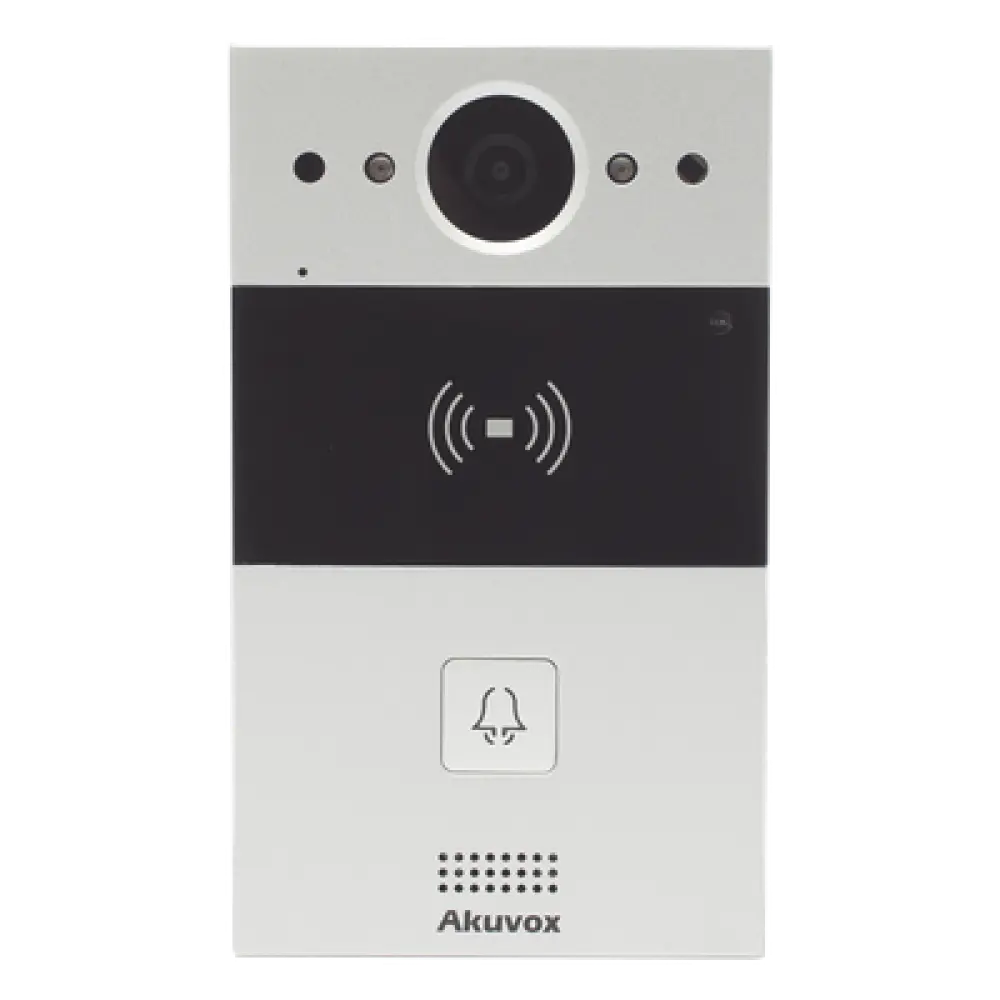 Videoportero IP / 1 Botón / Cámara 2 Megapixel / 110° / Lector MIFARE y PROX EM / SIP / ONVIF / IP65 / PoE / Control 2 Puertas / Cloud