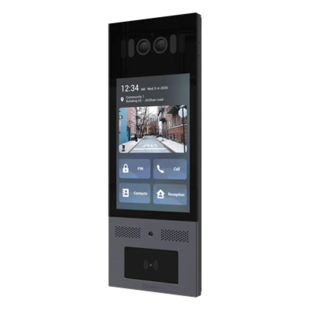 Frente de Calle IP / IK10 / IP66 / LCD 8 Pulgadas / Reconocimiento Facial / QR y PIN / 3 Puertas / Bluetooth / NFC / SIP / ONVIF