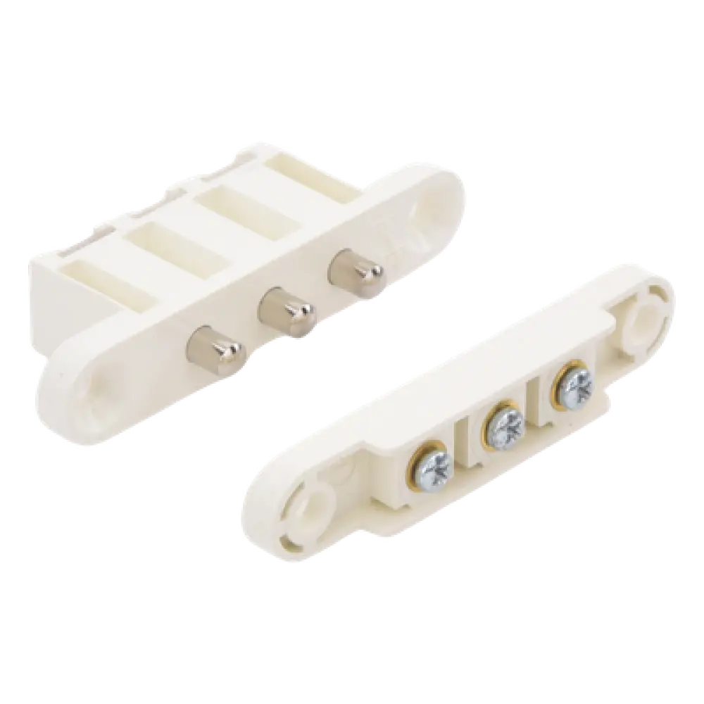 Contacto de transferencia / 3 pines / 1.5 A / 13 x 71 mm / Latón niquelado / Acabado blanco / 1/2' x 2-3/4'